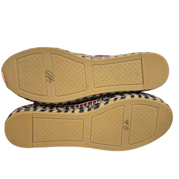 Tory Burch Color block LeatherEspadrille Flat Tuscan Wine Tory Navy Women's sz 7 - Picture 11 of 12